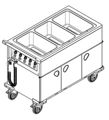 chariot bain marie SAG 3, roue 160mm