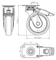 Swivel castor 125 lock,DIN-PL,PA, anti.