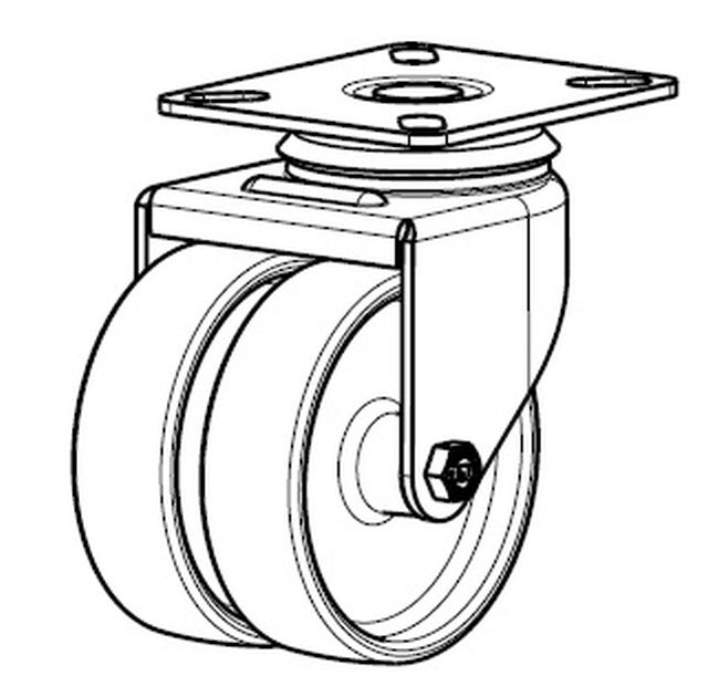 Cast. whl. double 75 plate 77x67