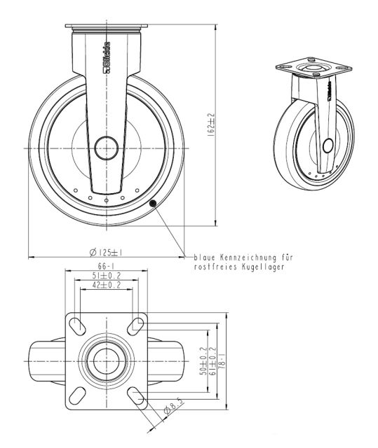 B-Rolle 125 kleine-PL quer, PA (grau)