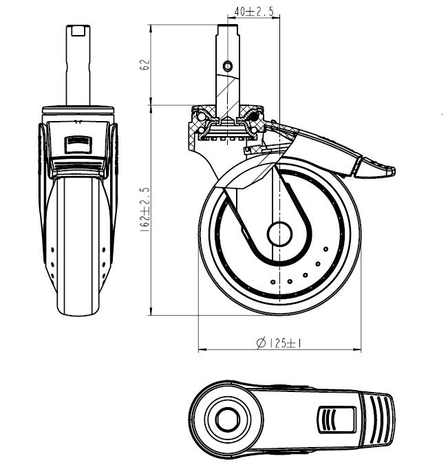 L-Rolle 125 Festst, DIN-Zpf, PA (grau)