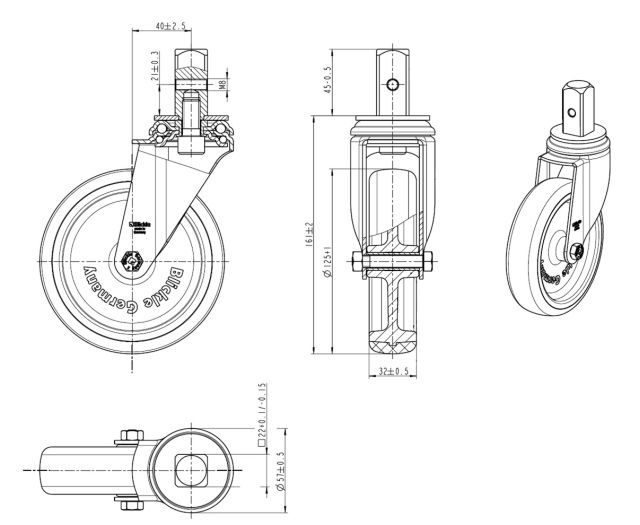 LENKROLLE 125 STAND.M.ZAPF. 22X22