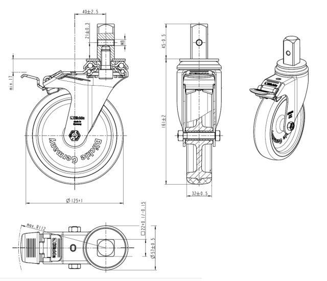 LENKROLLE M.F. 125 STAND.M.ZAPF. 22X22