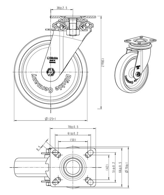 ROUE DE GUIDAGE 125 STD AV. PLAQUE