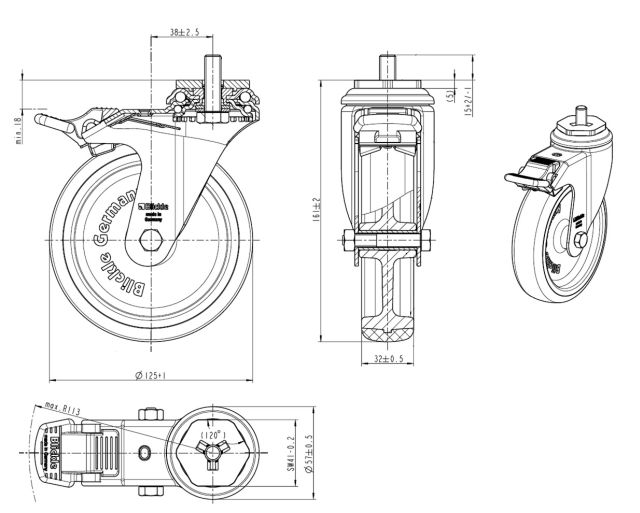 L-ROLLE 125 Festst. G 10x15 CNS