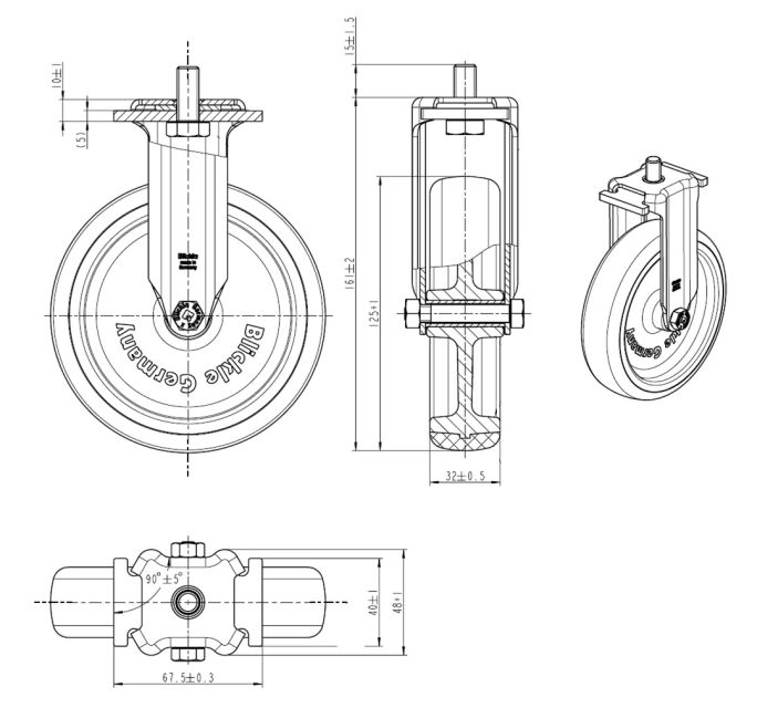 ROUE D'APPUI 2478 PIG 125 S70 SL 15MM