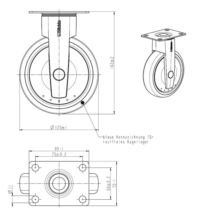 B-Rolle 125 DIN-PL, PA  (grau)