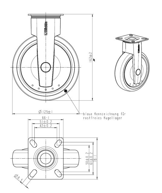 Fixed wheel 125, plate; PA air-identical