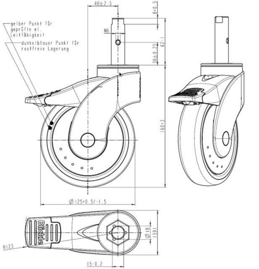 L-Rolle 125 Fest, DIN-Zpf, PA (gr), Anti