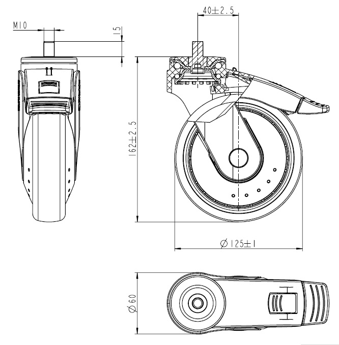 L-Rolle 125 Fest, R-Loch, M10, PA , luft