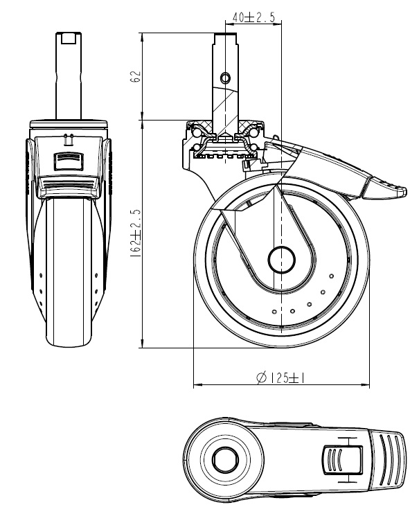 L-Rolle 125 Fest, DIN-Zpf, PA (gr), Anti